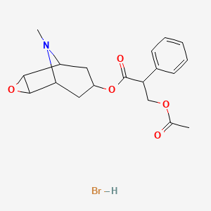 (9-Methyl-3-oxa-9-azatricyclo[3.3.1.02,4]nonan-7-yl) 3-acetyloxy-2-phenylpropanoate;hydrobromide