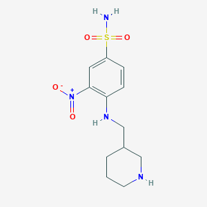 molecular formula C12H18N4O4S B13882646 3-Nitro-4-(piperidin-3-ylmethylamino)benzenesulfonamide 