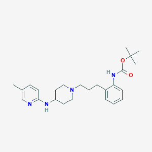 molecular formula C25H36N4O2 B13882657 tert-butyl N-[2-[3-[4-[(5-methylpyridin-2-yl)amino]piperidin-1-yl]propyl]phenyl]carbamate 