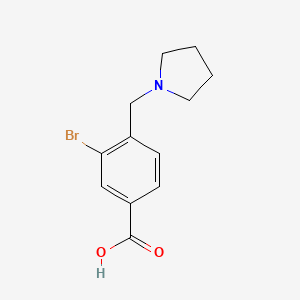 molecular formula C12H14BrNO2 B13882911 3-bromo-4-(1-pyrrolidinylmethyl)Benzoic acid 