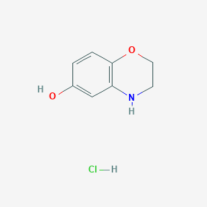 molecular formula C8H10ClNO2 B1388299 3,4-Dihydro-2H-benzo[b][1,4]oxazin-6-ol hydrochloride CAS No. 1185296-86-9