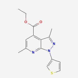 molecular formula C15H15N3O2S B13883024 Ethyl 3,6-dimethyl-1-thiophen-3-ylpyrazolo[3,4-b]pyridine-4-carboxylate 