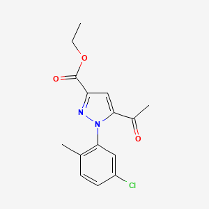 molecular formula C15H15ClN2O3 B13883041 Ethyl 5-acetyl-1-(5-chloro-2-methylphenyl)pyrazole-3-carboxylate 