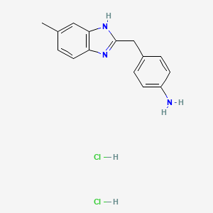 molecular formula C15H17Cl2N3 B1388321 4-(5-Methyl-1H-benzoimidazol-2-ylmethyl)-phenylamine dihydrochloride CAS No. 1185293-91-7