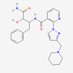 N-(4-amino-3-hydroxy-4-oxo-1-phenylbutan-2-yl)-2-[3-(piperidin-1-ylmethyl)pyrazol-1-yl]pyridine-3-carboxamide