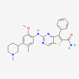 2-[2-Methoxy-5-methyl-4-(1-methylpiperidin-3-yl)anilino]-7-phenylthieno[3,2-d]pyrimidine-6-carboxamide