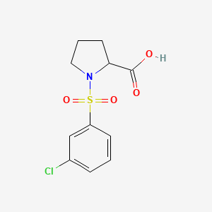 molecular formula C11H12ClNO4S B1388376 ((3-Chlorophenyl)sulfonyl)proline CAS No. 1164136-21-3