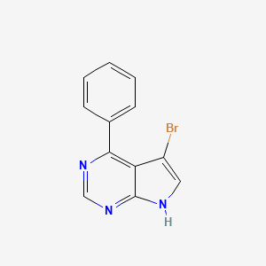 molecular formula C12H8BrN3 B13884023 5-bromo-4-phenyl-7H-pyrrolo[2,3-d]pyrimidine 