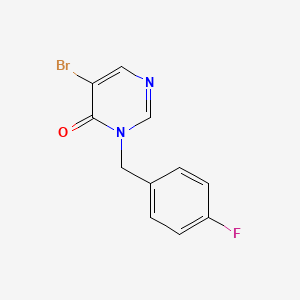 molecular formula C11H8BrFN2O B13884152 5-Bromo-3-[(4-fluorophenyl)methyl]pyrimidin-4-one 