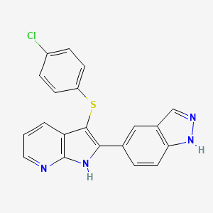 5-{3-[(4-chlorophenyl)sulfanyl]-1H-pyrrolo[2,3-b]pyridin-2-yl}-1H-indazole