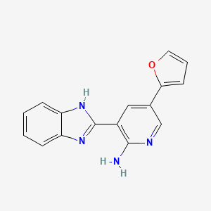 molecular formula C16H12N4O B13884199 3-(1H-benzimidazol-2-yl)-5-(furan-2-yl)pyridin-2-amine 