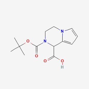 molecular formula C13H18N2O4 B1388434 2-(tert-butoxycarbonyl)-1H,3H,4H-pyrrolo[1,2-a]pyrazine-1-carboxylic acid CAS No. 1214038-55-7