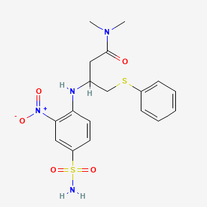 Butanamide, 3-[[4-(aminosulfonyl)-2-nitrophenyl]amino]-N,N-dimethyl-4-(phenylthio)-, (3R)-