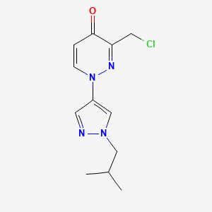 molecular formula C12H15ClN4O B13884451 3-(Chloromethyl)-1-[1-(2-methylpropyl)pyrazol-4-yl]pyridazin-4-one 