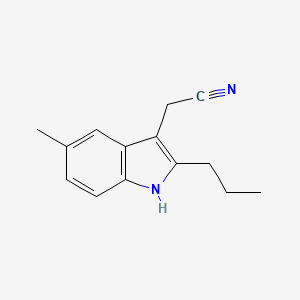 molecular formula C14H16N2 B13884577 2-(5-methyl-2-propyl-1H-indol-3-yl)acetonitrile 