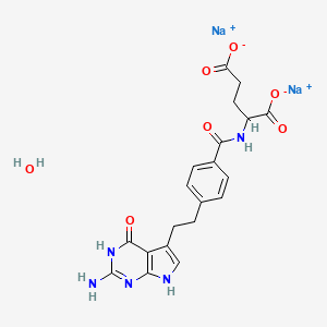 molecular formula C20H21N5Na2O7 B13884625 Disodium;2-[[4-[2-(2-amino-4-oxo-3,7-dihydropyrrolo[2,3-d]pyrimidin-5-yl)ethyl]benzoyl]amino]pentanedioate;hydrate 