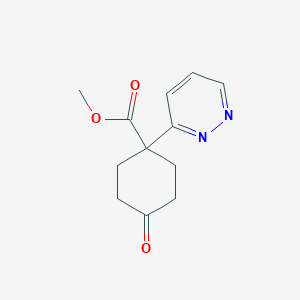 molecular formula C12H14N2O3 B13884636 Methyl 4-oxo-1-pyridazin-3-ylcyclohexane-1-carboxylate 