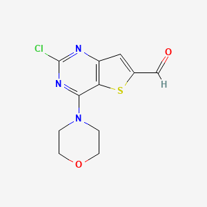 molecular formula C11H10ClN3O2S B1388490 2-氯-4-吗啉代噻吩并[3,2-d]嘧啶-6-甲醛 CAS No. 885618-31-5