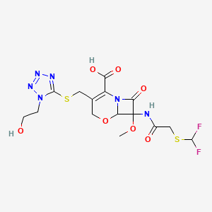 7-{2-[(Difluoromethyl)sulfanyl]acetamido}-3-({[1-(2-hydroxyethyl)-1H-tetrazol-5-yl]sulfanyl}methyl)-7-methoxy-8-oxo-5-oxa-1-azabicyclo[4.2.0]oct-2-ene-2-carboxylic acid