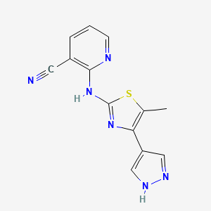 2-[[5-methyl-4-(1H-pyrazol-4-yl)-1,3-thiazol-2-yl]amino]pyridine-3-carbonitrile