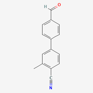 molecular formula C15H11NO B13885403 4-(4-Formylphenyl)-2-methylbenzonitrile 