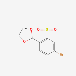 molecular formula C10H11BrO4S B13885974 2-(4-Bromo-2-(methylsulfonyl)phenyl)-1,3-dioxolane 