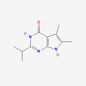 molecular formula C11H15N3O B13886088 5,6-Dimethyl-2-propan-2-yl-3,7-dihydropyrrolo[2,3-d]pyrimidin-4-one 