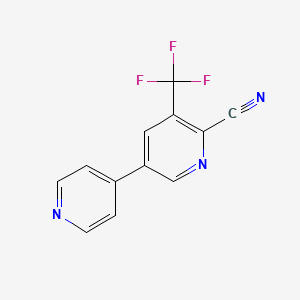 molecular formula C12H6F3N3 B1388617 5-(Pyridin-4-yl)-3-(trifluoromethyl)picolinonitrile CAS No. 1214371-83-1