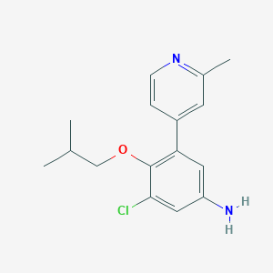 molecular formula C16H19ClN2O B13886308 3-Chloro-4-(2-methylpropoxy)-5-(2-methylpyridin-4-yl)aniline 