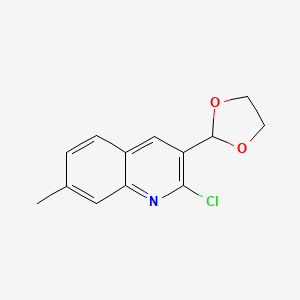 molecular formula C13H12ClNO2 B13886369 2-Chloro-3-(1,3-dioxolan-2-yl)-7-methylquinoline 