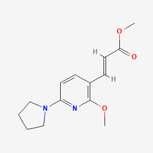 molecular formula C14H18N2O3 B1388638 (E)-Methyl 3-(2-methoxy-6-(pyrrolidin-1-YL)-pyridin-3-YL)acrylate CAS No. 1228670-27-6