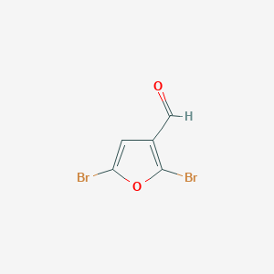 molecular formula C5H2Br2O2 B13886463 2,5-Dibromofuran-3-carbaldehyde 