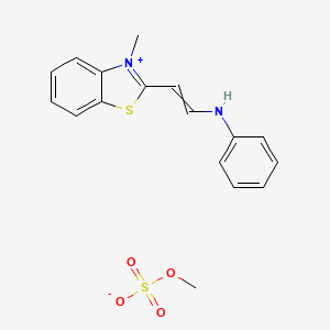 molecular formula C17H18N2O4S2 B13886533 N-[2-(3-methyl-1,3-benzothiazol-3-ium-2-yl)ethenyl]aniline;methyl sulfate 