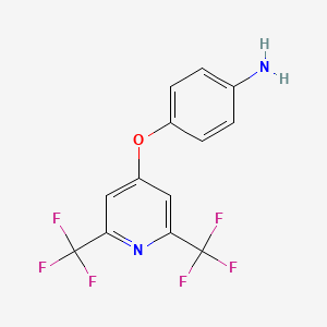 molecular formula C13H8F6N2O B13886550 4-[2,6-Bis(trifluoromethyl)pyridin-4-yl]oxyaniline 