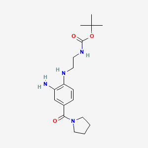 molecular formula C18H28N4O3 B1388680 tert-Butyl (2-{[2-amino-4-(pyrrolidin-1-ylcarbonyl)phenyl]amino}ethyl)carbamate CAS No. 1019179-42-0