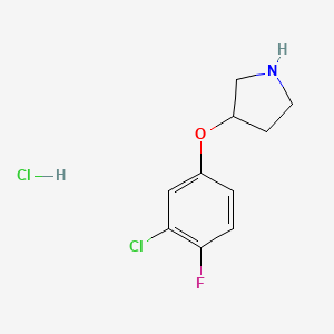 molecular formula C10H12Cl2FNO B1388723 3-(3-Chloro-4-fluorophenoxy)pyrrolidine hydrochloride CAS No. 1185025-66-4