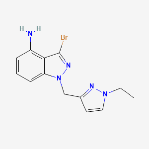 molecular formula C13H14BrN5 B13887235 3-Bromo-1-[(1-ethylpyrazol-3-yl)methyl]indazol-4-amine CAS No. 1527518-34-8