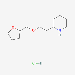 molecular formula C12H24ClNO2 B1388725 2-[2-(Tetrahydro-2-furanylmethoxy)ethyl]piperidine hydrochloride CAS No. 1185299-76-6