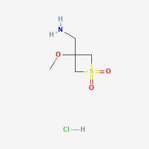 molecular formula C5H12ClNO3S B13887250 (3-Methoxy-1,1-dioxo-thietan-3-YL)methanamine hydrochloride CAS No. 2940949-20-0