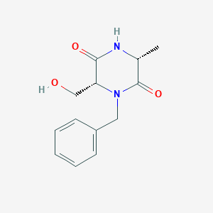 molecular formula C13H16N2O3 B13887286 (3R,6R)-1-Benzyl-6-(hydroxymethyl)-3-methylpiperazine-2,5-dione 