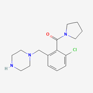 molecular formula C16H22ClN3O B13887414 1-([3-Chloro-2-[(pyrrolidin-1-yl)carbonyl]phenyl]methyl)piperazine 