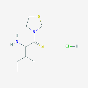 molecular formula C9H19ClN2S2 B13887618 2-Amino-3-methyl-1-(1,3-thiazolidin-3-yl)pentane-1-thione;hydrochloride 