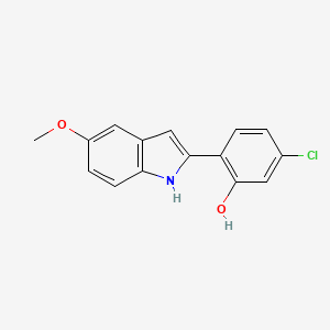 molecular formula C15H12ClNO2 B13887760 5-chloro-2-(5-methoxy-1H-indol-2-yl)phenol 