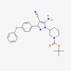 molecular formula C26H29N5O3 B13887886 Tert-butyl 3-[5-amino-4-cyano-3-(4-phenoxyphenyl)pyrazol-1-yl]piperidine-1-carboxylate 