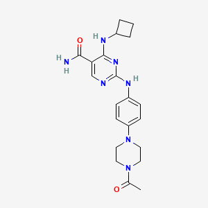 molecular formula C21H27N7O2 B13888411 2-[4-(4-acetylpiperazin-1-yl)anilino]-4-(cyclobutylamino)pyrimidine-5-carboxamide 