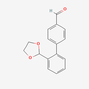 molecular formula C16H14O3 B1388855 4-Formil-2’-(1,3-dioxolan-2-il)[1,1’-bifenilo] CAS No. 1135282-91-5