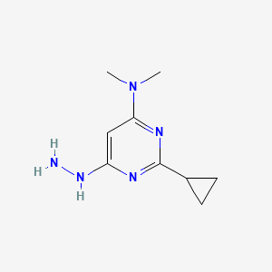 molecular formula C9H15N5 B13888730 2-cyclopropyl-6-hydrazinyl-N,N-dimethylpyrimidin-4-amine 