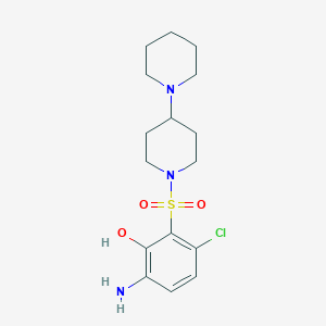 6-Amino-3-chloro-2-(4-piperidin-1-ylpiperidin-1-yl)sulfonylphenol