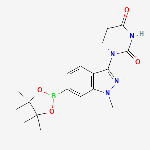 molecular formula C18H23BN4O4 B13889476 1-[1-Methyl-6-(4,4,5,5-tetramethyl-1,3,2-dioxaborolan-2-yl)indazol-3-yl]-1,3-diazinane-2,4-dione 