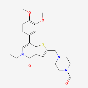 molecular formula C24H29N3O4S B13889479 2-[(4-Acetylpiperazin-1-yl)methyl]-7-(3,4-dimethoxyphenyl)-5-ethylthieno[3,2-c]pyridin-4-one 